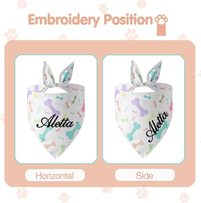 Personalized Dog Bandana Easter Custom Pet Scarf with Embroidered Name Pet Custom Accessories for Small Medium Large Dogs Cats Pets Birthday Gift