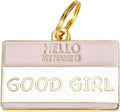 Two Tails Pet Company Personalized 'Good Girl' Pet ID Tag & Collar Charm - Custom Engraved Dog Tags for Pets - Luxury Brass, Gold Plating