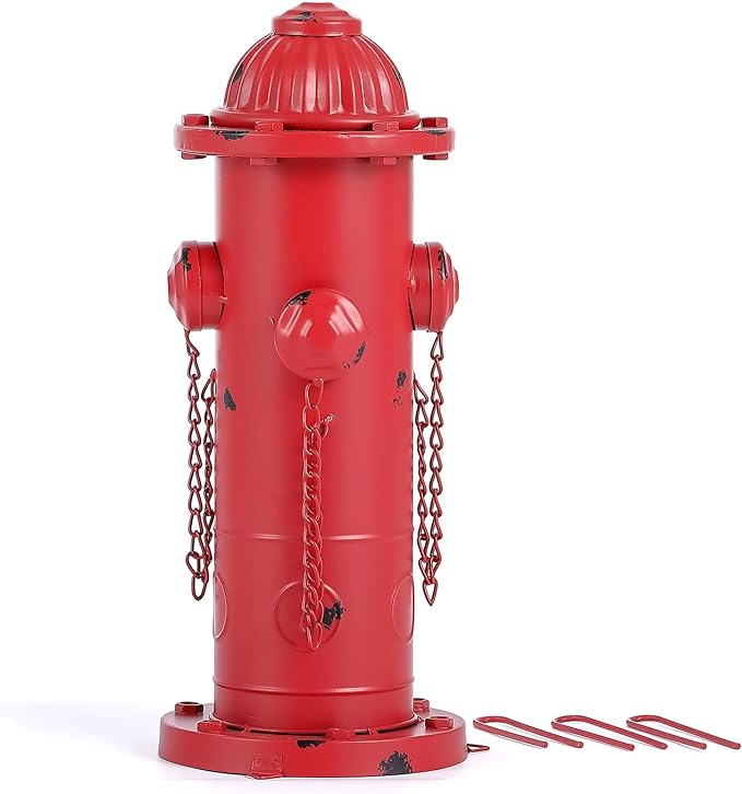 Metal Dog Fire Hydrant, 16" Fake Fire Hydrant Pee Post for Dogs, Large Dog Training Tool with Stakes, Indoor/Outdoor Garden Yard Statue & Decor