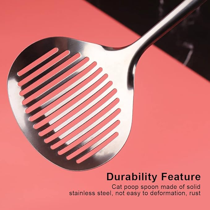 Kakalote 2pcs Cat Litter Scoop, Stainless Steel Durable Litter Scoop for Cat Mesh Shovel Long Handle(12.2inchs Length)