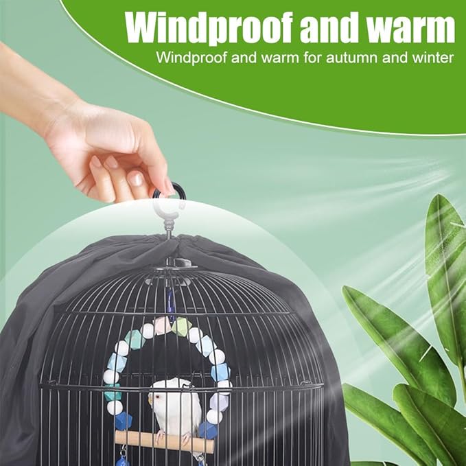 DONGKER Bird Parrot Cage Cover,Polyester Rain-Proof Blackout Birdcage Shade Without Cage for 11.8"-15.7" Dia,25.6"-27.6" Height Round Birds Cages Winter Windproofing & Warmth