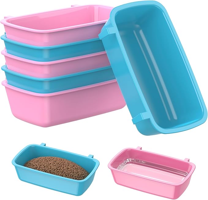 Pawfly Hanging Feeder, Food and Water Container, 6 Pcs Plastic Keepers for Cages Rabbit, Feeding Dishes Coop Cups for Parrots Hamsters Guinea Pigs & Other Small Pets