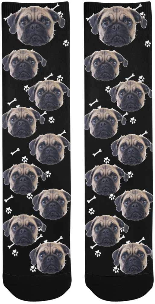Custom Face Socks, Personalized Dog Lover Pet Photo Picture on Socks Unisex Athletic Crew Socks for Men Women