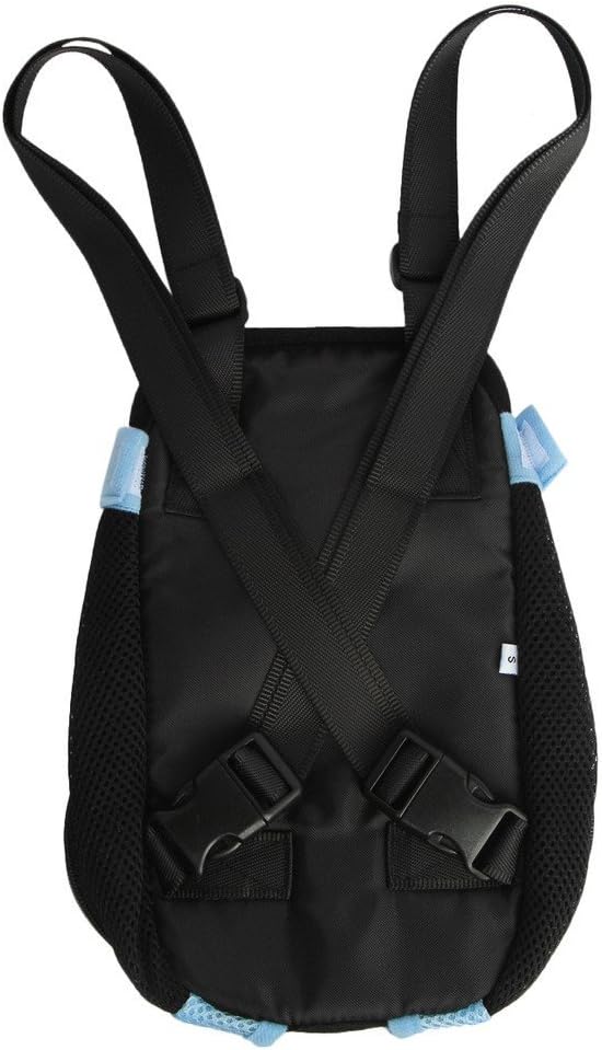Pet Dog Puppy Cat Carrier Five Holes Backpack Double Shoulder Straps Mesh Front Chest Backpack Bag, S, Blue
