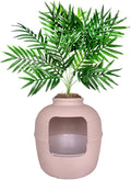 Good Pet Stuff Hidden Litter Box Planter, Decorative Cat Litter Enclosure with Carbon Filter, Artificial Plant, Easy Clean, Indoor Design, Original Round Style, Essentials Kit, Pink Coral