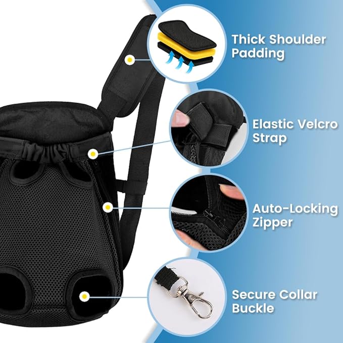 Mosago Dog Backpack Carrier, Adjustable Pet Front Carriers, Legs Out Carrying Sling Travel Bag for Small Medium Dogs 4-7 Lbs, Soft Wearable Puppy Chest Carry Backpacks for Walking/Hiking/Camping
