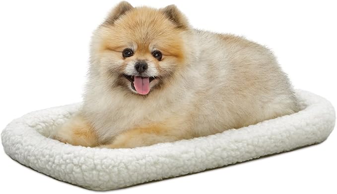 MidWest Homes for Pets QuietTime XS Dog Bed – White Fleece Bolster, Ultra-Soft and Machine Washable, Fits 22-Inch Crates and Carriers, for Small Dogs and Cats