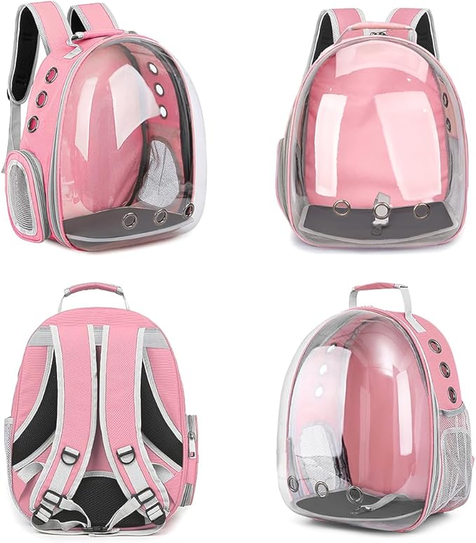 Pet Backpack Carrier,Bubble Backpack Cat Carrier,Pets and Small Dogs,Space Capsule Pet Carrier for Traveling, Walking, Hiking and Outdoor Activities (Pink)