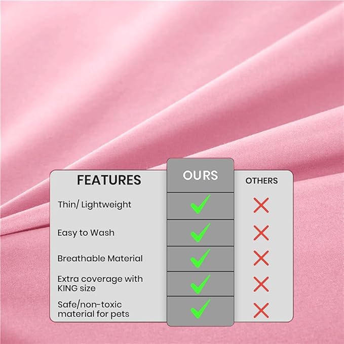 DUJUIKE Waterproof Bed Cover for Dog and Cats,Pet Hair Resistant Bed Sheet Cover, Protective Bed Liner Cover with 100% Waterproof Breathable Thin Fabric (Pink, Twin 63 * 90 inch)