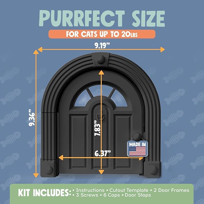 Purrfect Portal Meow Manor® Cat Door Interior Door - No-Flap, Fits Cats Up to 20 lbs, Easy DIY Setup, No Training Needed