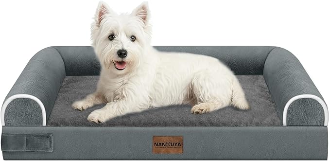 Medium Dog Bed Orthopedic Washable: Beds Bolster Medium Sized Dogs Bed Egg Crate Foam Couch Sofa Waterproof with Removable Cover - Dark Grey