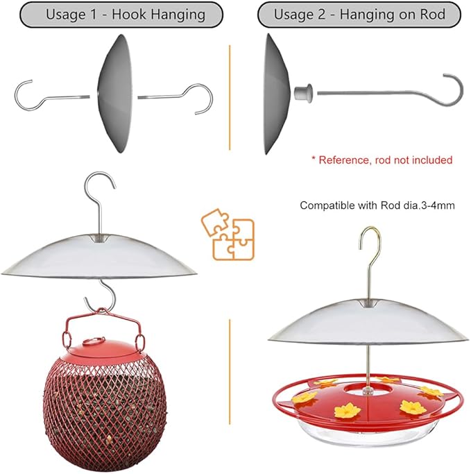 8" Mini Rain Cover for Bird Feeder/House - Clear Small Protective Dome Guard Against Rain/Snow/Sun - Dia. 20CM