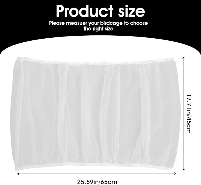Sibba Bird Cage Seed Catcher Airy Gauze Guard Catcher Parrot Nylon Mesh Net Cover Soft Universal Birdcage Elastic Cage Net Stretchy Skirt Accessories Net Covers Pet Supplies (White)