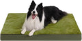 KSIIA Orthopedic Dog Bed Crate Waterproof Pet Mats for Large Dogs Deluxe Plush Washable Pet Bed with Egg Crate Foam & Removable Cover, 41 x 27 Inch, Green