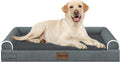 Large Dog Bed Orthopedic Washable: Beds Bolster XL Bed Large Big Dogs Egg Crate Foam Couch Sofa Waterproof with Removable Cover - Dark Grey