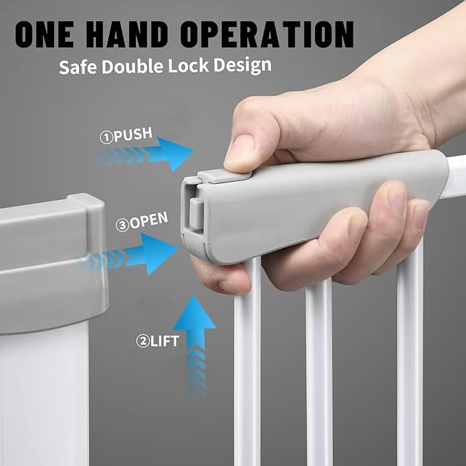 41" Tall Safety Pet Gate,Adjustable 29.92"-49.21" Wide,No Drilling Pressure Mount Kit,Auto Close Cat Gate Suitable for Stairs,Doorways,White (29.92"-49.21" W)