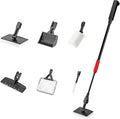Lpraer Multifunction 7 PCS Aquarium Cleaning Tools Bundle Kit Set Adjustable Fish Tank Cleaner w/Long Telescopic Extended Handle,Fish Net,Algae Scraper, Sponge Pad, Gravel Rake & Cleaning Brush