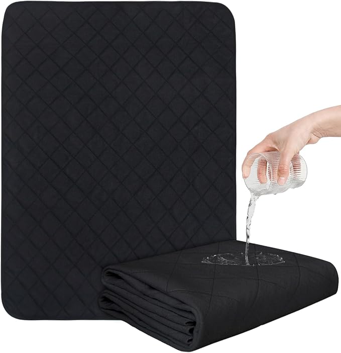 Washable Incontinence Bed Pads, Reusable Underpads for Kids, Adults, Elderly, Hospitals & Pets, Waterproof Bed Protector Pad for Bed, Sofa, Floor, Super Absorbent Bed Pee Pad 24" x 36"- Black