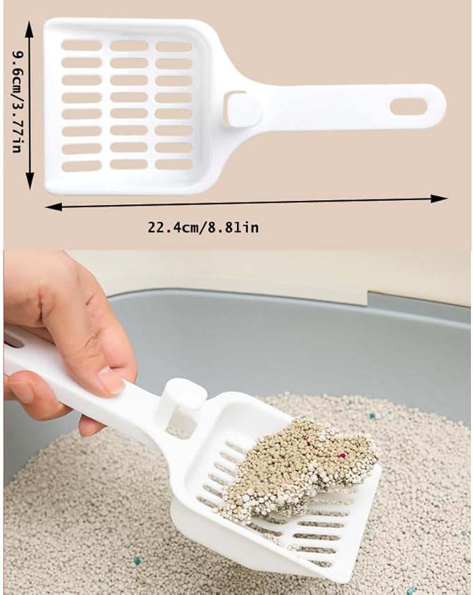2 Pack Cat Litter Scoop Non-Stick Cat Sifting Litter Scoop Shovel with Hook Kitty Kitten Pooper Lifter Sifter Scooper for Cat Litter Box Clumping Litter Crystal Cat Litter Pellets