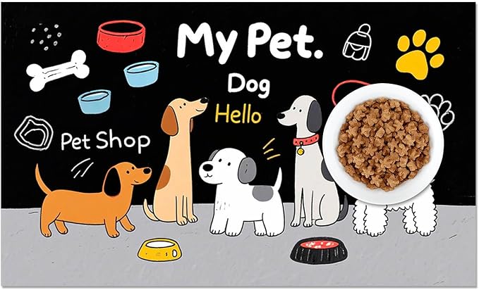 Funning My Pet Dog Pattern Dog Feeding Mat Pet Food Mat for Dogs and Cats Cute Puppy Design Pet Bowl Mat with Bone Paw and Non Slip Cat Feeding Mats for Home Kitchen Floor 20" x 12"