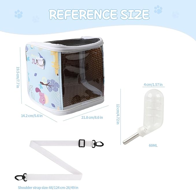 Guinea Pig Carrier with Water Feeder, Small Animal Hamster Carry Pouch with Ventilated Design and Clear Window, Chinchilla Travel Carrier for Bird Parrot Guinea Pigs Pet Transportation