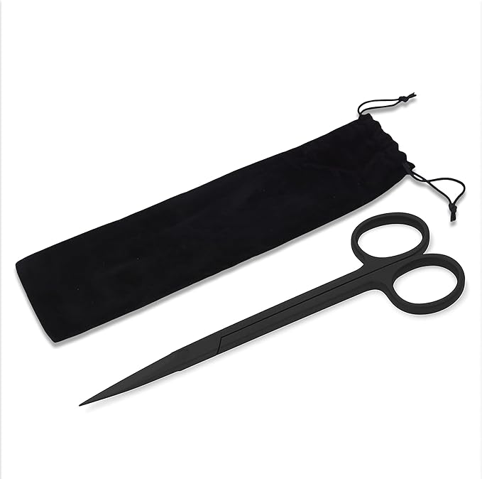 Mandala Crafts 10 Inches Black Stainless Steel Straight Aquarium Scissors for Trimming Aquatic Plants – Long Aquascape Scissors for Fish Tanks, Hospital Tanks, Goldfish Bowls, and Terrariums