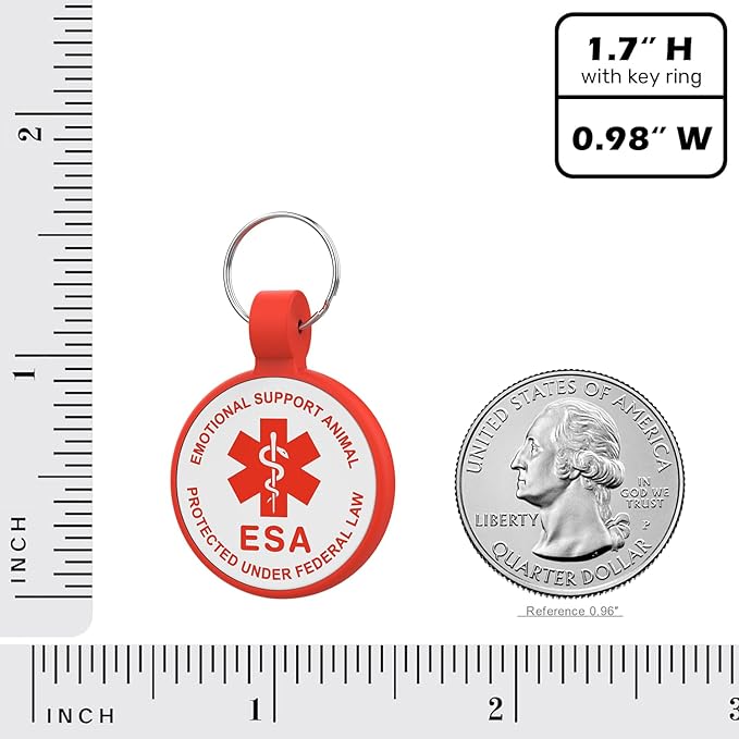 ESA Dog Tag, QR Code Dog Tag, Modifiable Free Pet Online Profile, Scannable QR Code, Scan QR Send Instant Location Alert Email, Silicone Lightweight ID Tag for Dog and Cat (Red, Small)