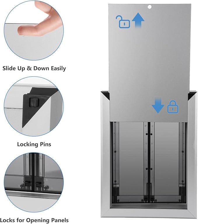 Large Dog Door, Aluminum Frame Doggy Door, Weatherproof Dogs Doors with Automatic Closing Double Panels for Energy Efficient, Heavy-Duty Doggie Doors for Large and Medium Dog Up to 120LBS