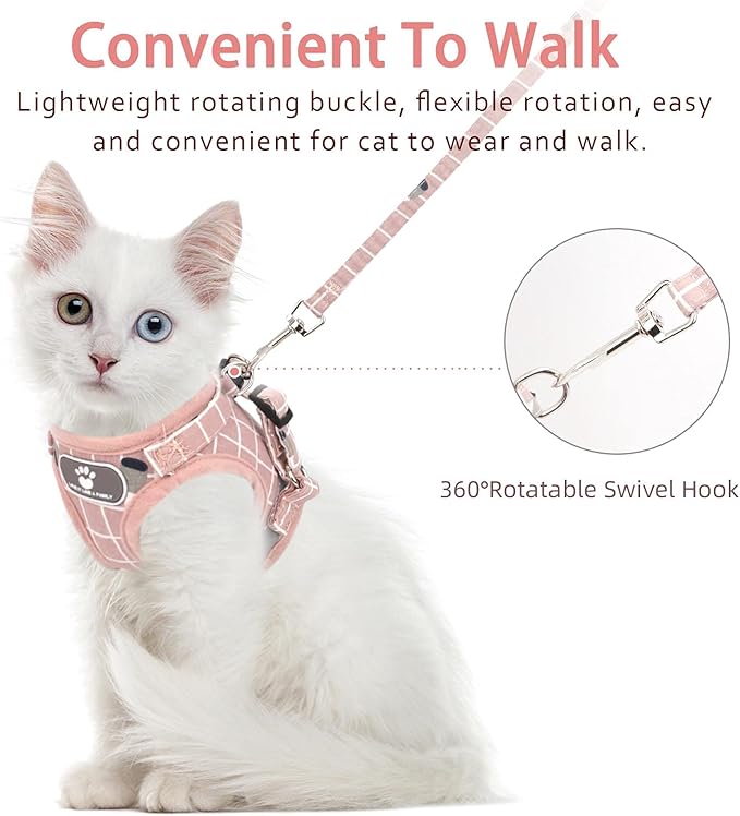 Cat & Dog Harness - All Weather Mesh, Reflective Strap, Step-in Adjustable for Small Cats & Dogs (Pink-Pattern, S)