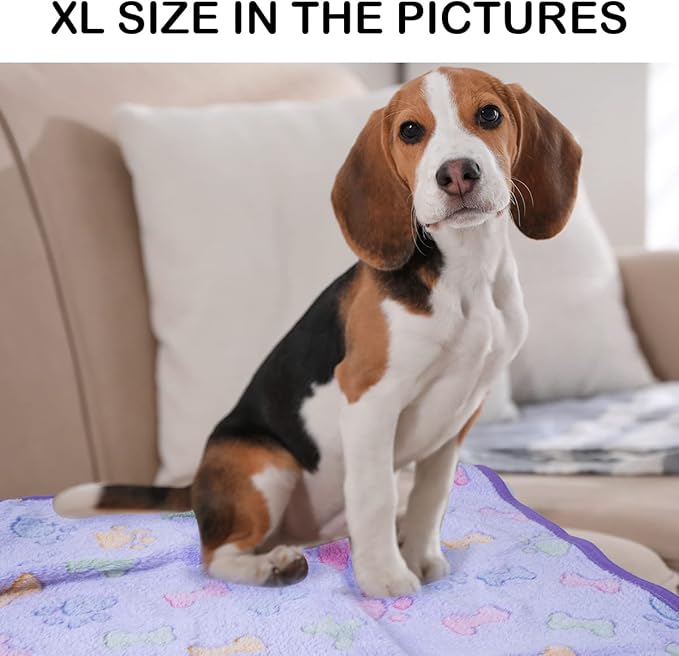 Dono 1 Pack 3 Dog Blankets, Soft Fluffy Fleece Pet Blanket Warm Sleep Mat Paw Print Design Puppy Kitten Throw Blankets Doggy Blanket for Dogs