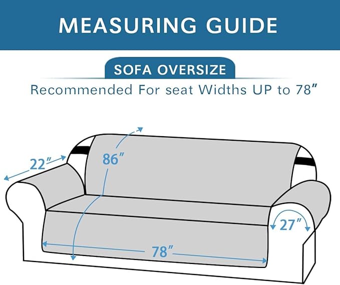 H.VERSAILTEX Reversible Sofa Slipcover Furniture Protector Water Resistant 2" Elastic Straps Sofa Cover Couch Covers Pets Kids Fit Sitting Width Up to 78" (Oversized Sofa: 86" x 132", Navy/Beige)