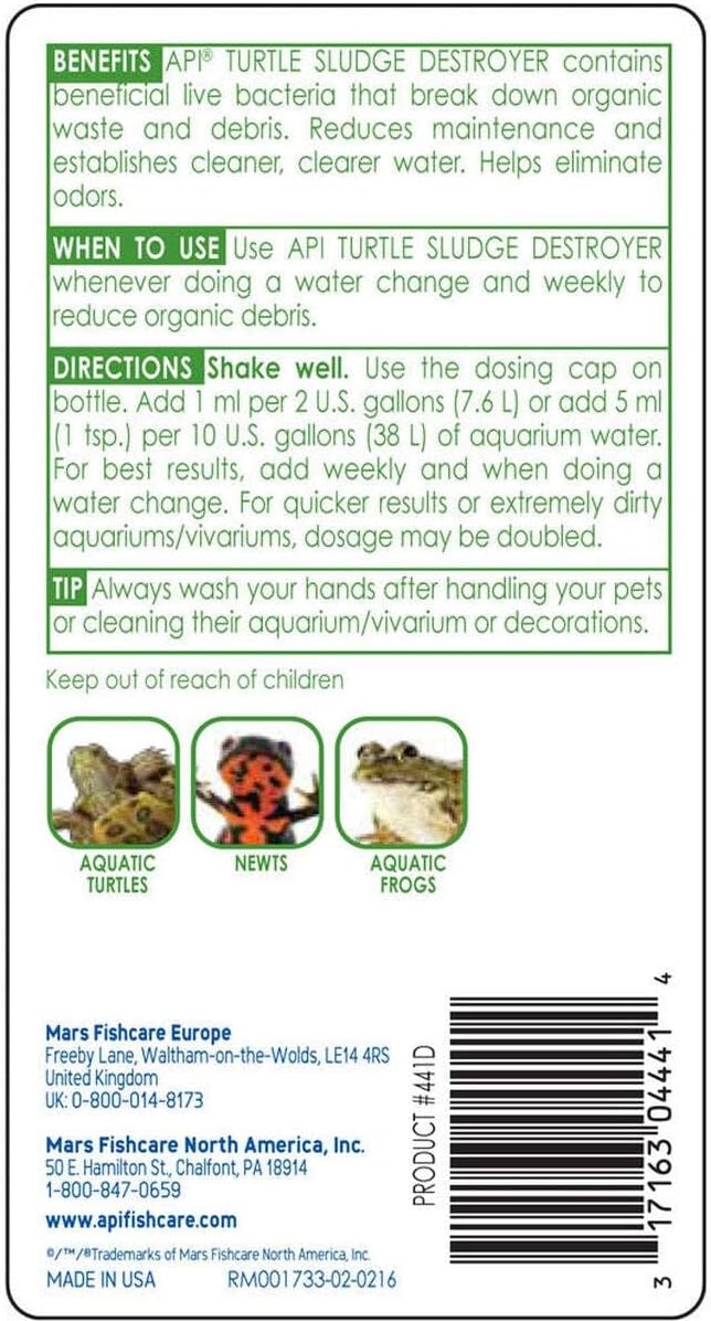 API TURTLE SLUDGE DESTROYER Aquarium Cleaner and Sludge Remover Treatment 8-Ounce Bottle