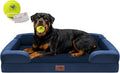 Orthopedic Dog Bed for Extra Large Dogs, XXL Waterproof Egg Crate Memory Foam Pet Bed Bolsters with Removable Washable Cover & Non-Slip Bottom, Tennis Ball Toy, 45x35