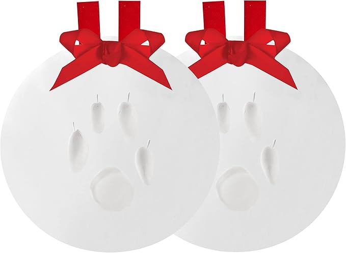 Pearhead Pawprints 2-Pack Christmas Ornament, DIY No Mess Pet Paw Print Holiday Clay Keepsake Kit, Dog or Cat Stocking Stuffer Gift