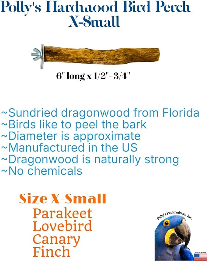 Polly's Hardwood Bird Perch, X-Small
