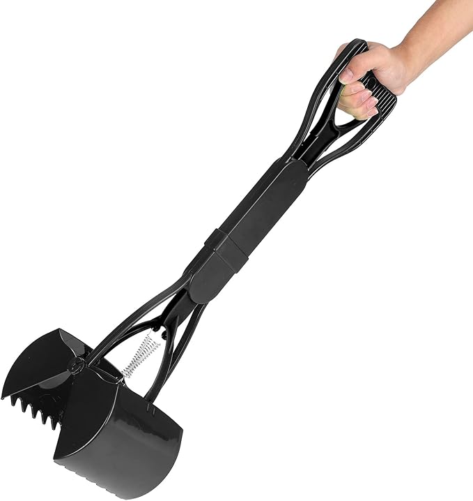 Pet Pooper Scooper, Long Handle Folding Poop Scoop, Stable Jaw Scoop Easy for Small Pet Poop, Pick Up Animal Waste Dog Puppy Cat Waste Picker Cleaning Tools Outdoor Dog Pooper Scooper(All Black)
