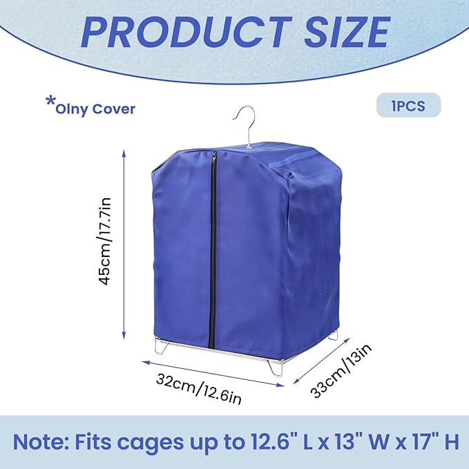 Bird Cage Cover for Night, Bird Cage Cover Shield, Black-Out Birdcage Cover, Good Night Windproof Light-Proof Cage Accessories for Parakeets Lovebirds Parrot (Only Covers, Blue)