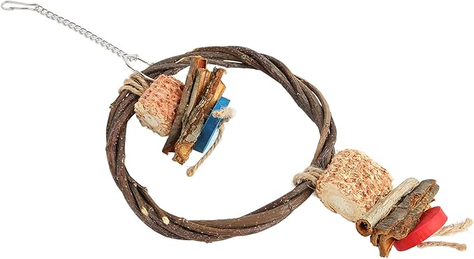 Bird Swing, Wood, Corn Cob, Non, Edible Coloring, Beak Sharpening, Anxiety Relief, Parrot Chew Toy for Boredom and Climbing (11.5x26.5x3.5cm/4.5x10.4x1.4in)