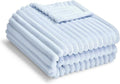 Soft Fleece Baby Blanket Ultra Cozy Blue Baby Blankets for Boys Warm and Lightweight Infant Toddler Newborn Receiving Gift with Reversible Stripes for Crib Stroller, 30x40 Inch, Light Blue