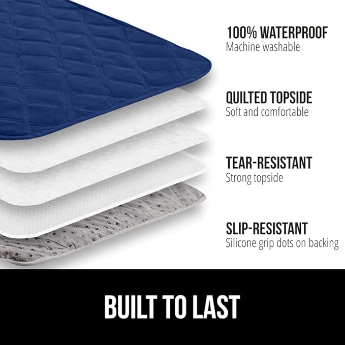 GORILLA GRIP Waterproof Bed Cover for Dogs, 82x82, Gripped Slip Resistant Backing, Leak Proof Washable Dog Blanket Covers Sofa, Couch, Sectional, Crate, Car, RV Seats, Pet Puppy Essentials, Navy Blue