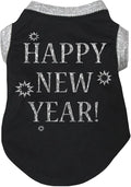 Petitebella Bling Happy New Year Puppy Dog Shirt (Black/Sliver, X-Large)