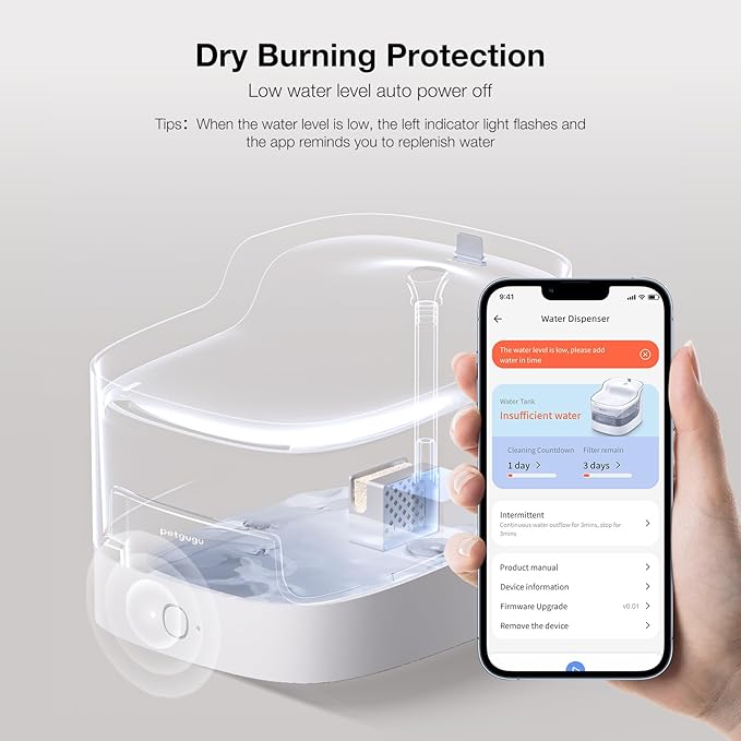 Cat Water Fountain 2L Automatic Pet Water Dispenser for Cats and Dogs 8-Layer Filtration System Wireless Pump 2.4G WiFi Smart Control Food-Grade Material Indoor Pet Water Bowl(PF1L)