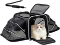 Double Expandable Cat Carrier,Airline Approved Soft-Sided Pet Travel Carrier for Small Dogs Cats Under 15 lbs,Waterproof 600D Oxford Fabric with Washable Replacement Liner,Odor-Free & Claw-Proof Black