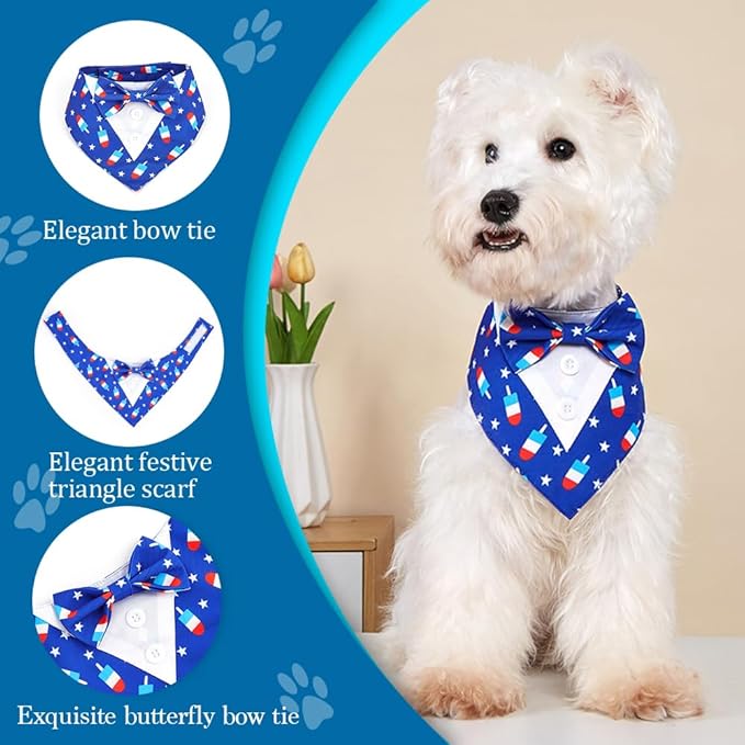 Dog Tuxedo, Adjustable Formal Wedding Outfit Bandana Dog Tux Collar with Bow Tie, Pet Birthday Valentines Outfit Cosplay(Large)