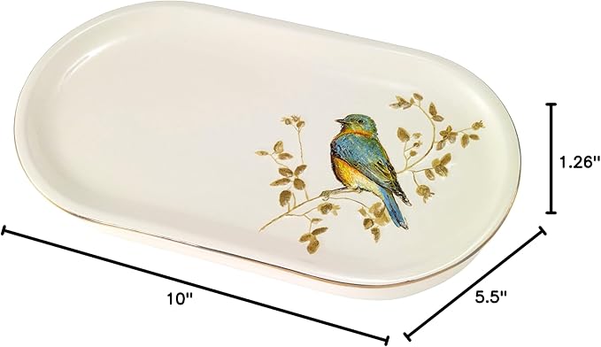 Avanti Linens - Vanity Tray, Decorative Countertop Accessories, Nature Inspired Bathroom Decor (Gilded Birds Collection)