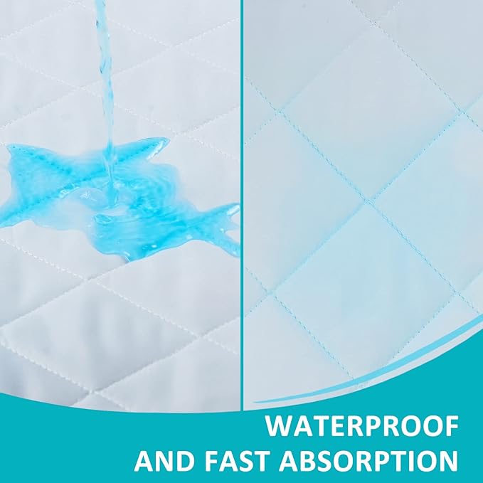 KANECH Washable Underpads 24"x36" (4 Pack), Waterproof Heavy Absorbency Reusable Incontinence Bed Pads for Adults, Elderly, Kids & Pets - Bedwetting Mattress Protector