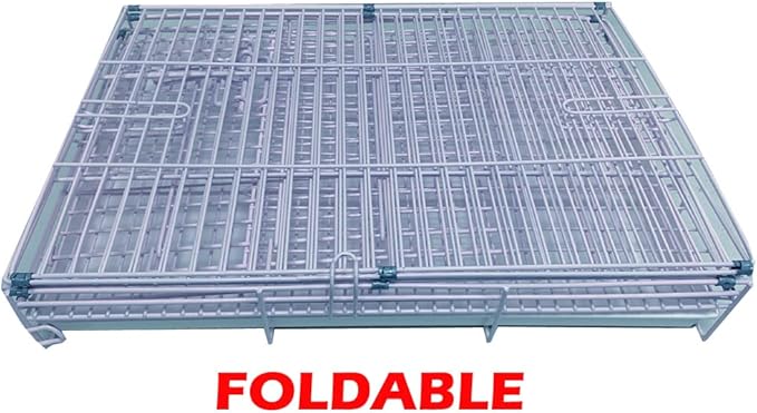 Portable Foldable Carrier Travel Vet Breeder Training Cage for Puppy Kitten Rabbit Bunny with 1/2-Inch Raised Bottom Wire Grid Mesh Floor
