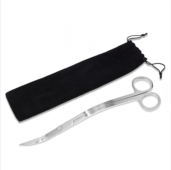 Mandala Crafts Extra Long Stainless Steel Curved Aquarium Scissors for Trimming Aquatic Plants – Wave Aquascape Scissors for Fish Tanks, Hospital Tanks, Goldfish Bowls, Aquariums, and Terrariums