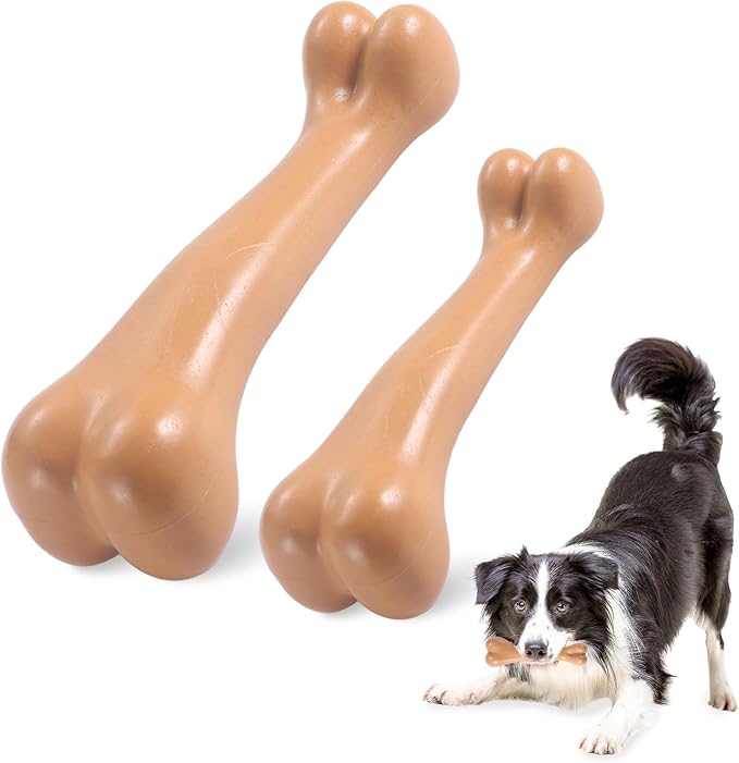 2 Pack Durable Dog Chew Toys for Aggressive Chewers-Puppy Teething Toys, Long-Lasting Dog Bones for Medium & Large Breeds-Indestructible Chew Toys for Dogs to Keep Them Busy & Support Dental Health