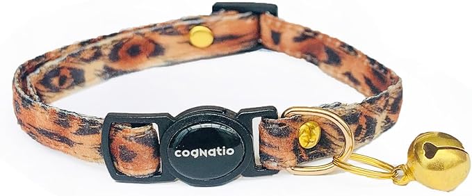 Safety Quick Release Cat Collars,Double Velvet with Bell Available in a Range Colors,Perfect for Your Kitty, Adjustable 20-30 cm (Tiger, 20-30cm)